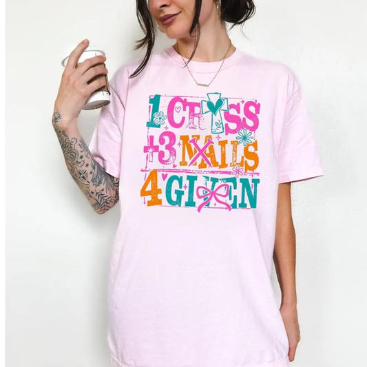 1 Cross 3 Nails 4 Given Christian Easter Shirt, Jesus Easter Cross Bible Verse Tee, Coquette Happy Easter Religious Tshirt, Unisex Short Sleeve Tee, Casual Clothing