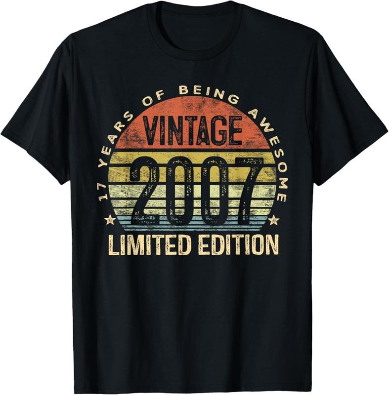 100% Cotton 17 Year Old Gifts Vintage 2007 Limited Edition 17th Birthday T-Shirt