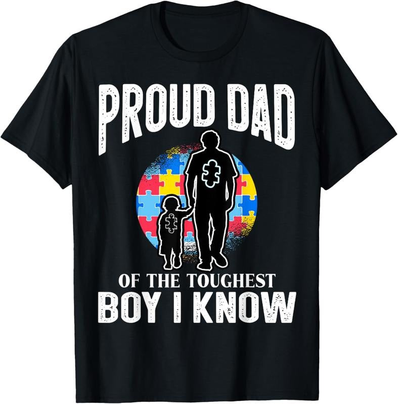100% Cotton Autism Awareness for Proud Dad Support Autistic T-Shirt