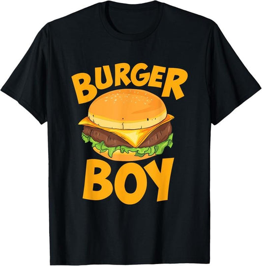 100% Cotton Burger Boy loves Cheeseburger and Hamburger T-Shirt