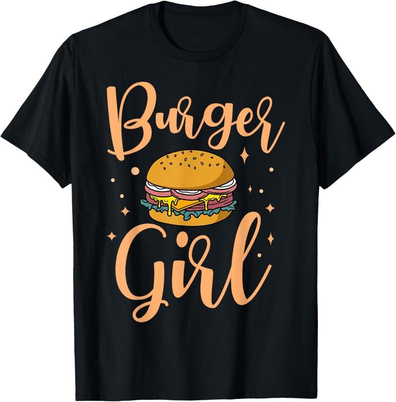 100% Cotton Burger Girl Hamburger Fast Food Snacks Lover T-Shirt