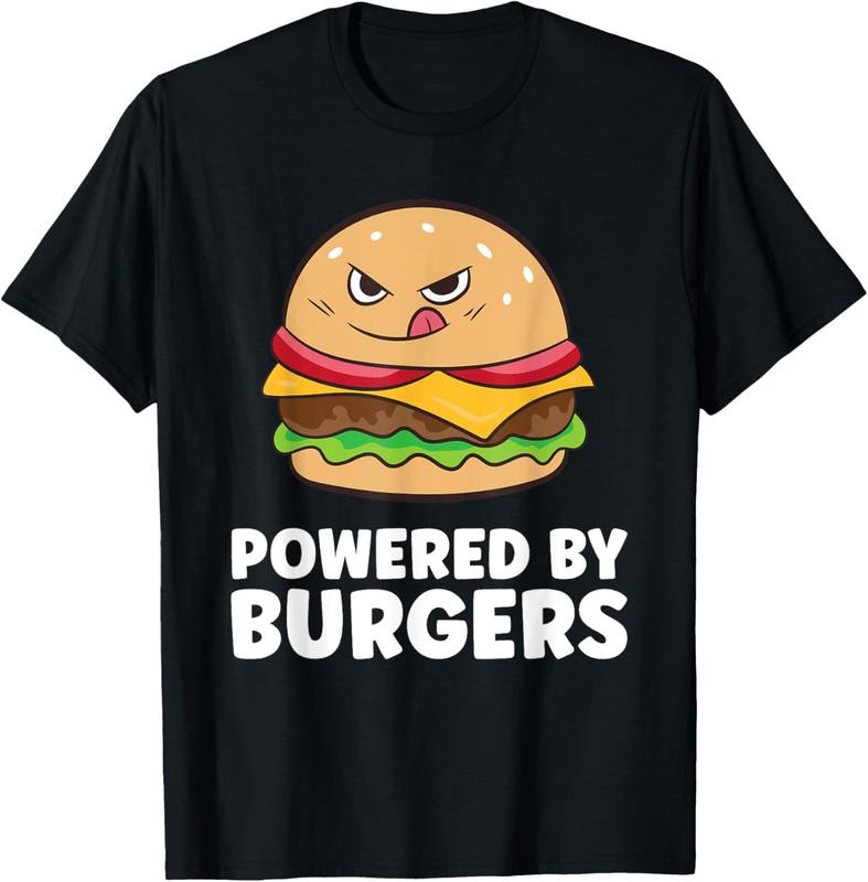 100% Cotton Burgers Fast Food Powered By Burgers T-Shirt