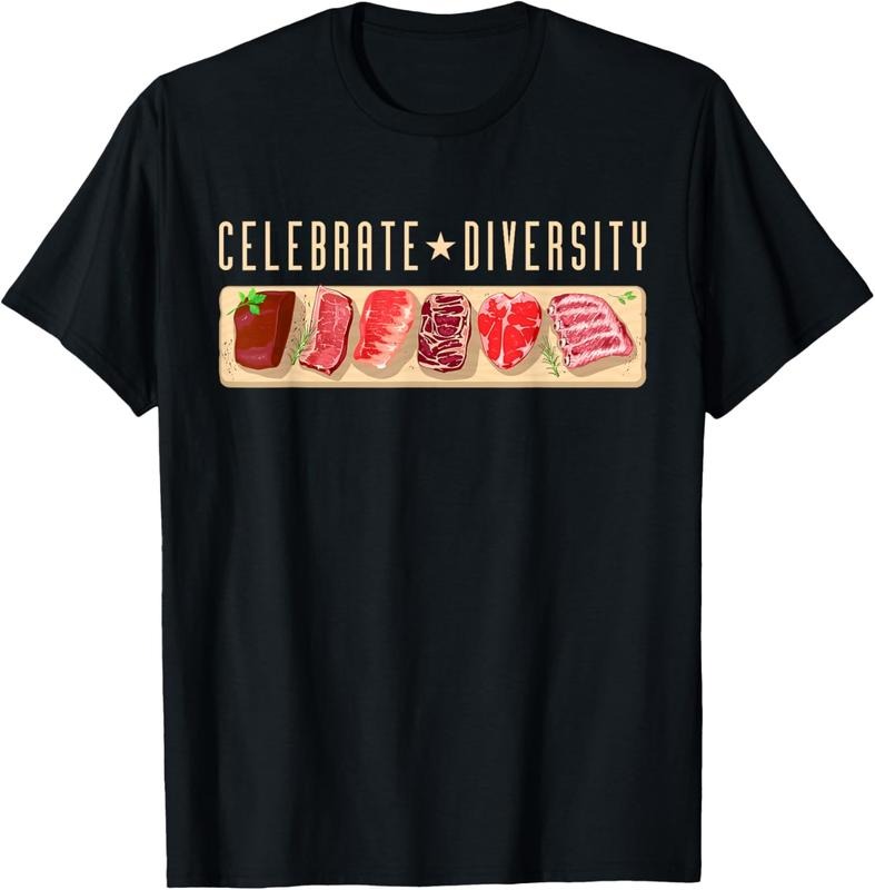 100% Cotton Celebrate Diversity Meat Eater Shirt | BBQ Grill Steak T-Shirt