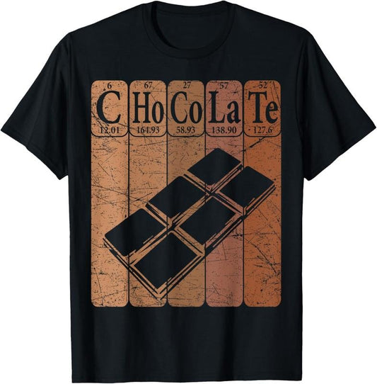 100% Cotton Chocolate Periodic Table Elements Chocoholic Chocolate Lover T-Shirt