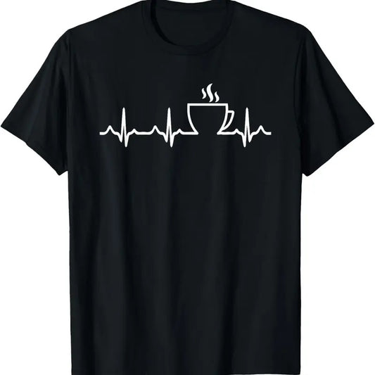 100% Cotton Coffee Heartbeat Love Shirt - Tea or Coffee Lover T-Shirt