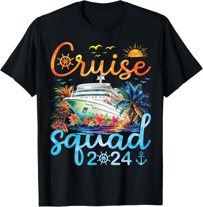 100% Cotton Cruise Squad 2024 Family Group Matching Cruising Vacation T-Shirt