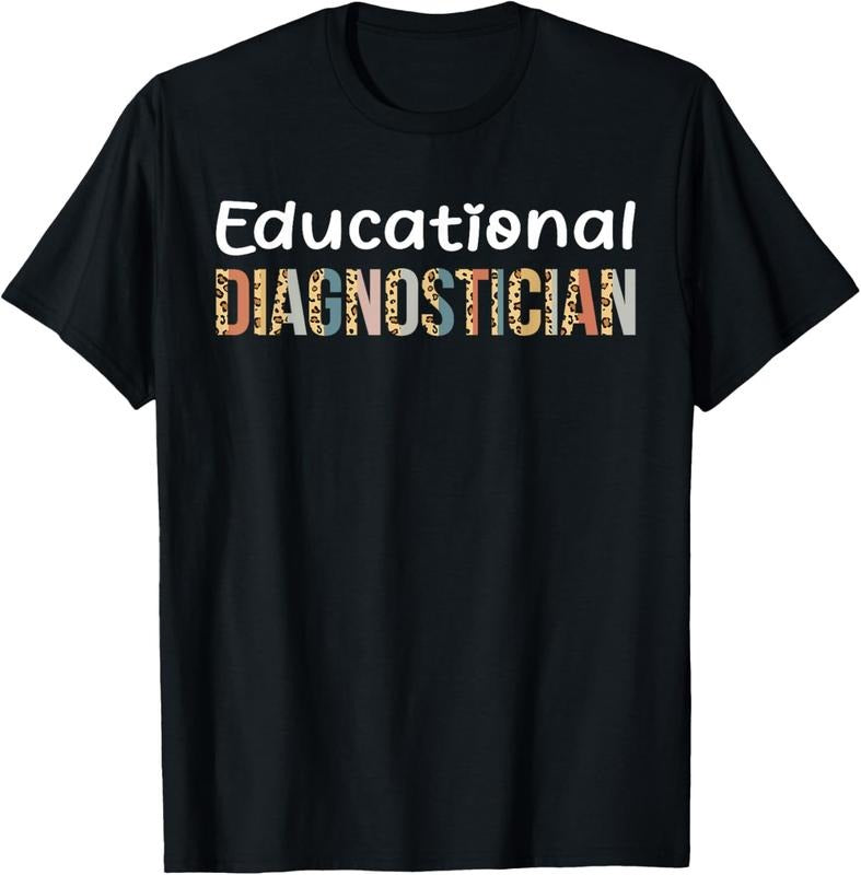 100% Cotton Educational Diagnostician Teacher Leopard Back To School T-Shirt