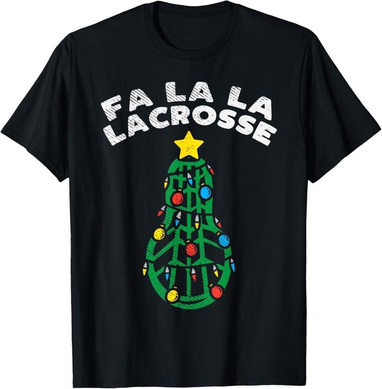 100% Cotton Fa La Lacrosse Funny Christmas Lax Player Goalie Team Gift T-Shirt
