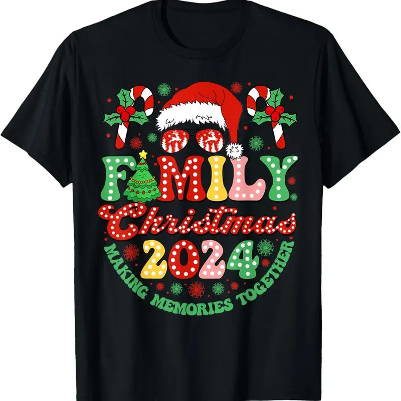 100% Cotton Family Christmas 2024 Christmas Squad Xmas Matching Pajamas T-Shirt