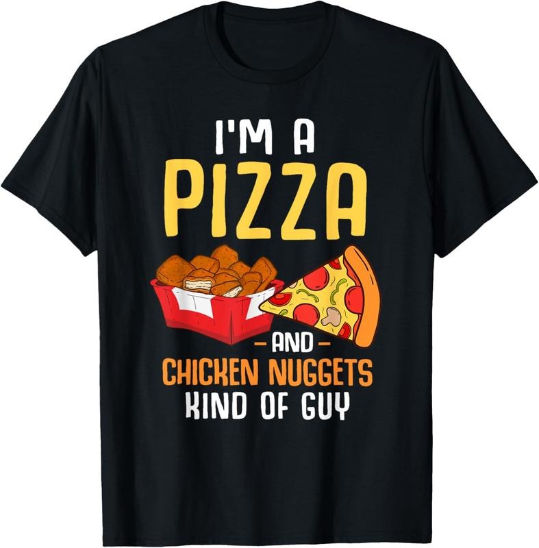100% Cotton Fast Food Pizza Lover Foodie Men Boys Funny Chicken Nuggets T-Shirt
