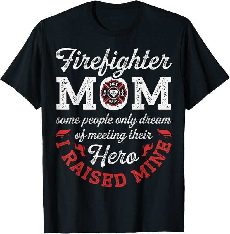 100% Cotton Firefighter Mom Mother's Day Thin Red Line Firefighting T-Shirt