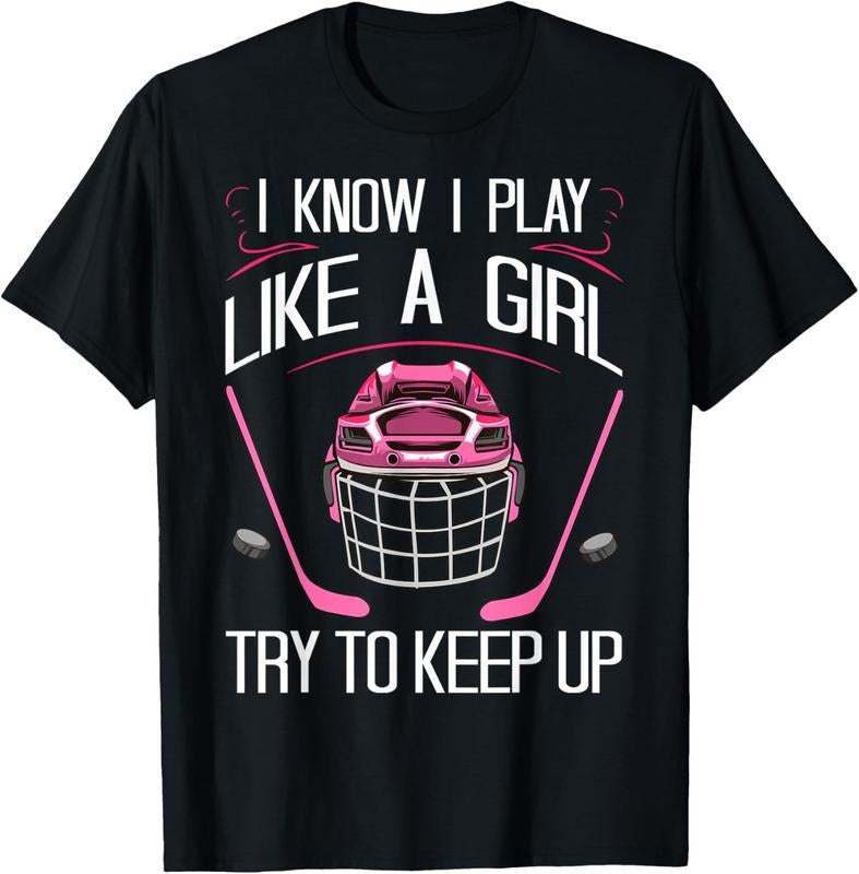 100% Cotton Funny Girls Hockey Designs For Women Field Hockey Novelty T-Shirt