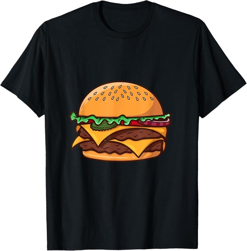 100% Cotton Funny Hamburger Fast Food Lover graphic design T-Shirt
