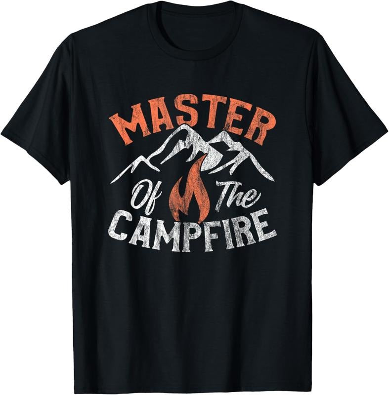 100% Cotton Funny Outdoor Camping Gifts Men Women Master of Campfire T-Shirt