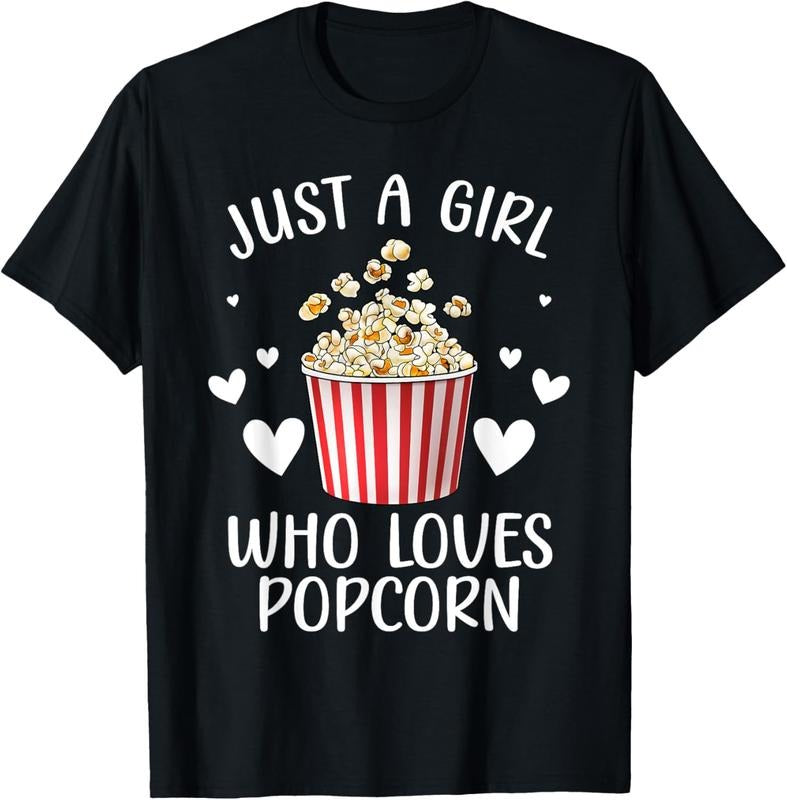 100% Cotton Funny Popcorn Art Girls Women  Popcorn Corn Kernel Lover T-Shirt