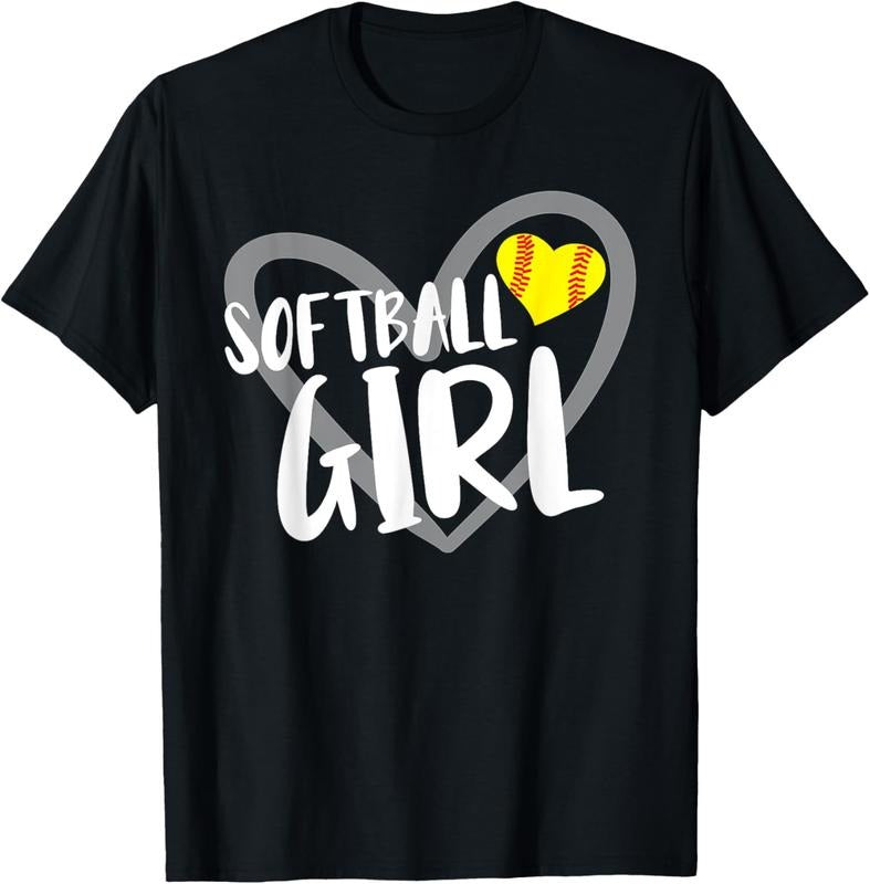 100% Cotton Funny Softball Apparel Girl T-Shirt