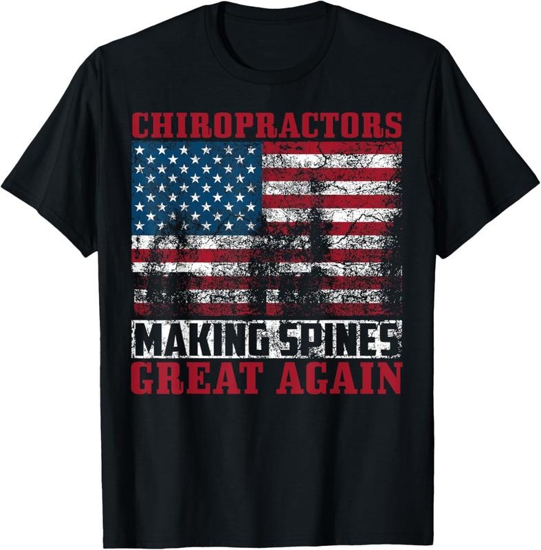 100% Cotton Funny USA Chiropractor Gift American Chiropractic Men Women T-Shirt