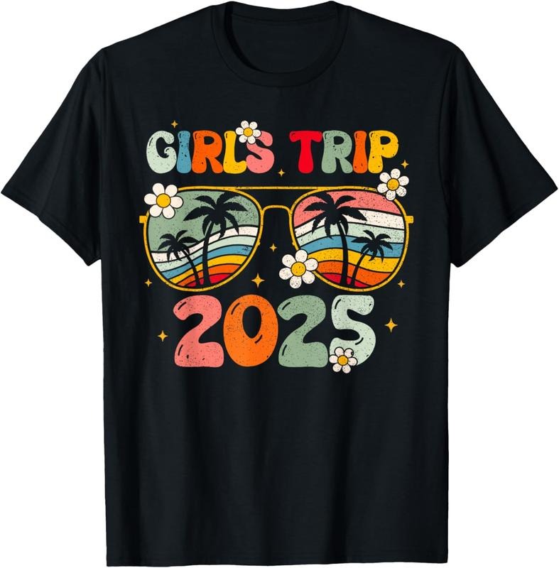 100% Cotton Girls Trip 2025 Weekend Summer Beach Vacation 2025 T-Shirt