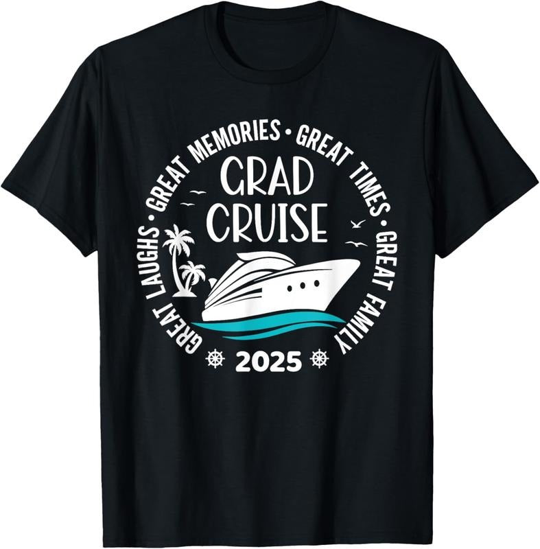 100% Cotton Graduation Cruise Trip Class Of 2025 Senior Summer Vacation T-Shirt