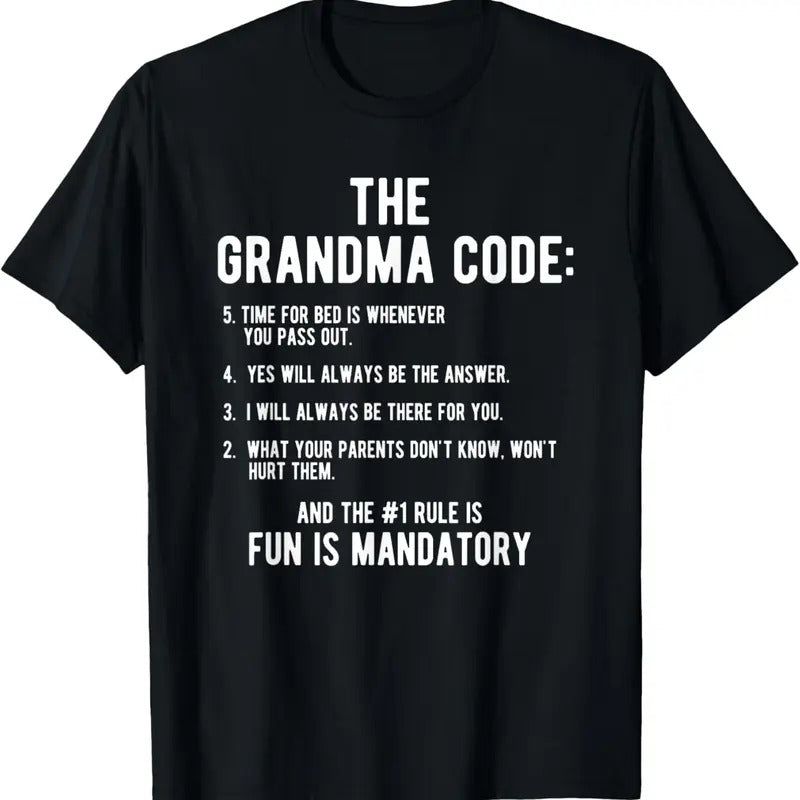 100% Cotton Grandma Gift From Granddaughter Grandson The Grandma Code T-Shirt