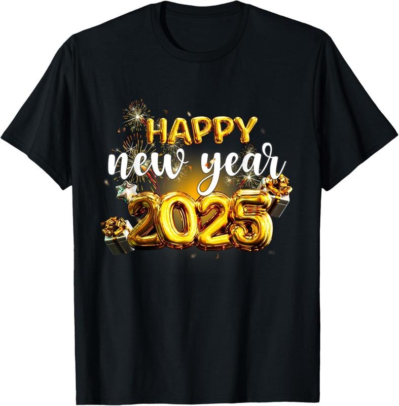 100% Cotton Happy New Year 2025 Family Reunion Party New Year Eve T-Shirtstyle{n002}3