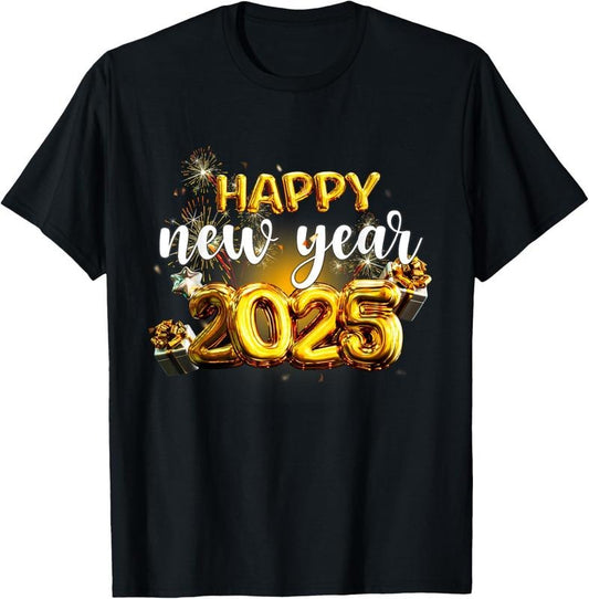 100% Cotton Happy New Year 2025 Family Reunion Party New Year Eve T-Shirtstyle{n002}3
