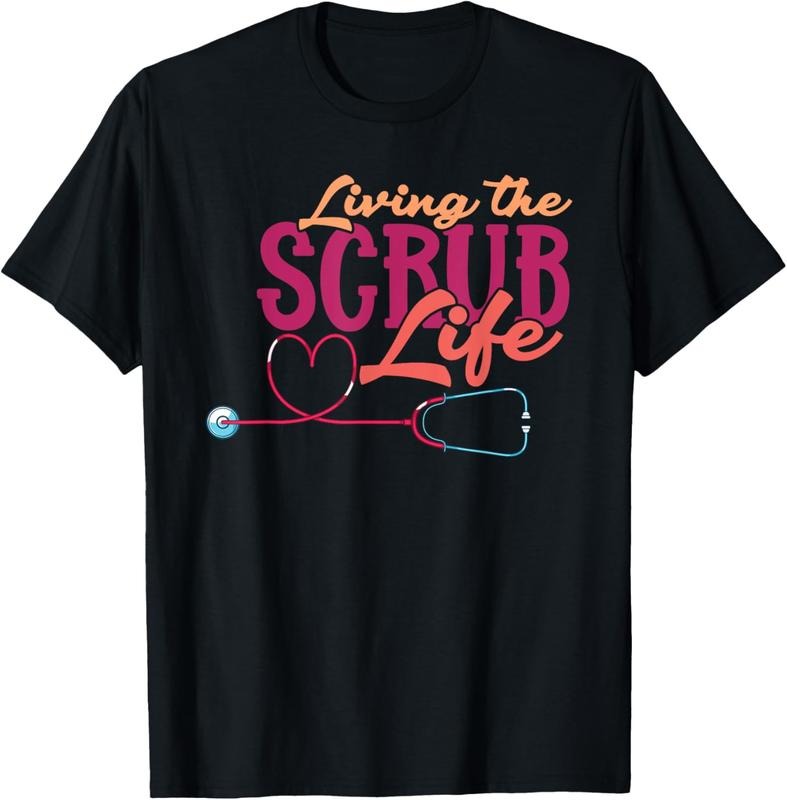 100% Cotton Heart Stethoscope Medical Nursery Nursing Life Funny Nurse T-Shirt