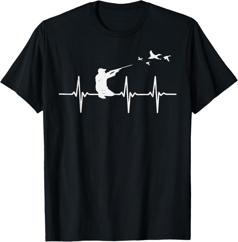 100% Cotton Heartbeat Bird Shooting Hunting Duck Goose Hunter Quail Gift T-Shirt