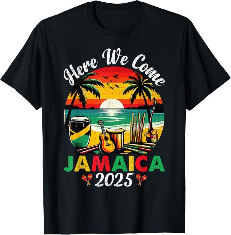 100% Cotton Here We Come Jamaica 2025 Girls Trip Family Summer Vacation T-Shirt