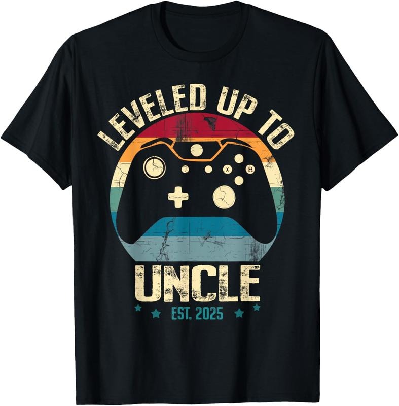100% Cotton I Leveled Up To Uncle 2025 Promoted To First Time New Uncle T-Shirt
