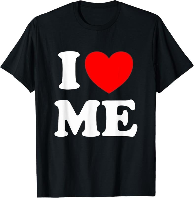 100% Cotton I Love Me Shirt I Red Heart Me I Love Me Myself And I Funny T-Shirt