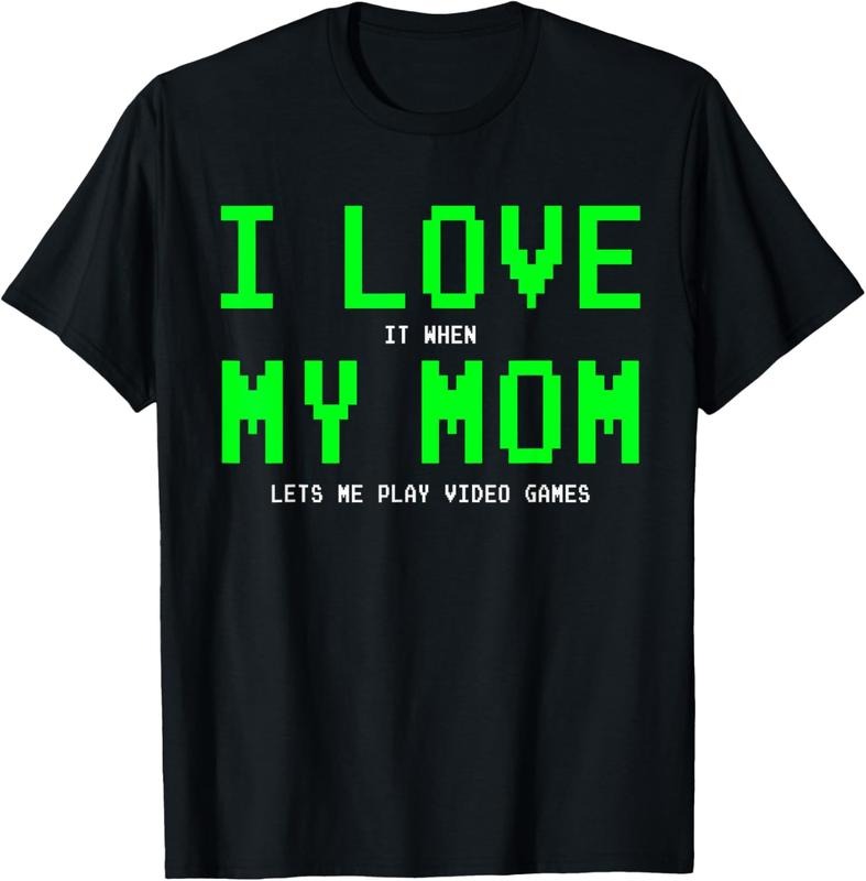 100% Cotton I Love My Mom Shirt - Gamer Gifts for Teen Boys Video Games T-Shirt