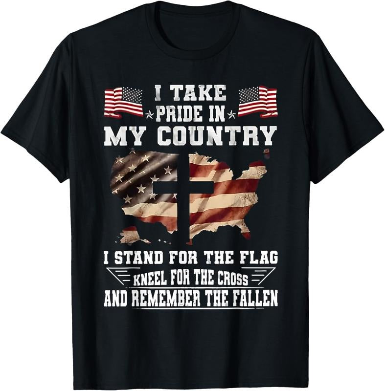 100% Cotton I Take Pride In My Country I Stand For The Flag Kneel USA T-Shirt