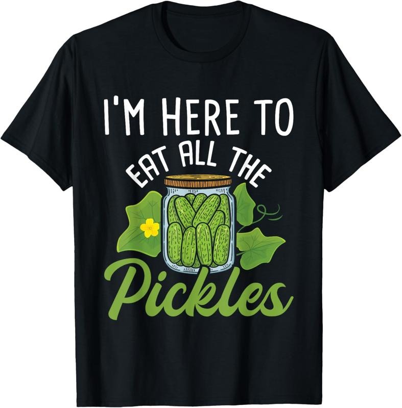 100% Cotton I'm Here To Eat All the Pickles - Pickle Cucumber Vegetarian T-Shirt
