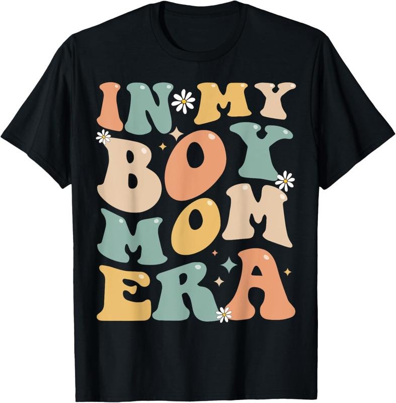 100% Cotton In My Boy Mom Era Groovy Mom Of Boys Gifts Funny Mothers Day T-Shirt