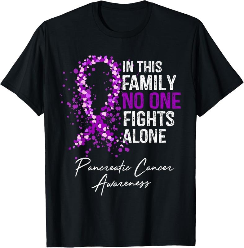 100% Cotton In This Family No One Fights Alone Shirt Pancreatic Cancer T-Shirt