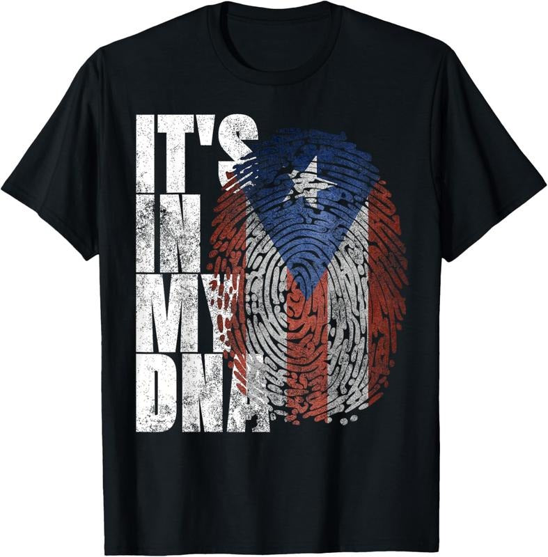 100% Cotton It's In My DNA Puerto Rican Gifts Hispanic Puerto Rico Flag T-Shirt