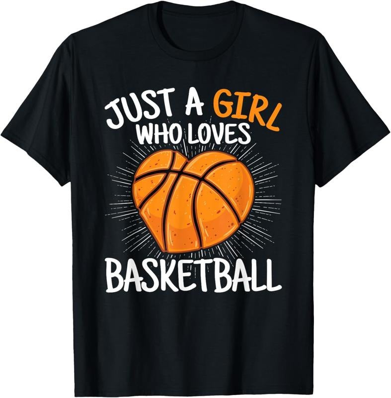 100% Cotton Just A Girl Who Loves Basketball Merch Girls s T-Shirt