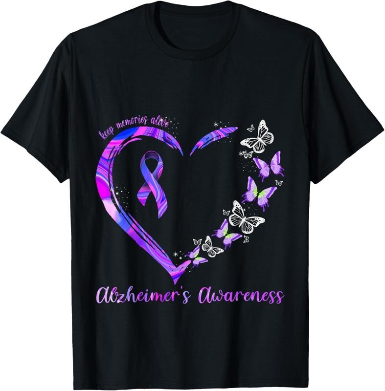 100% Cotton Keep Memories Alive Alzheimer's Awareness T-Shirt