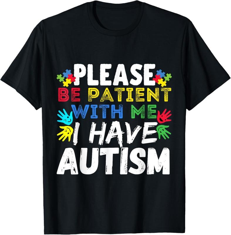 100% Cotton Mens Please Be Patient I Have Autism Awareness for T-Shirt