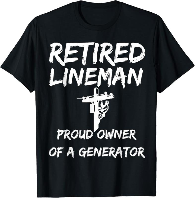 100% Cotton Mens Retired Lineman: Lineman Retirement Gift For Lineman Retire T-Shirt