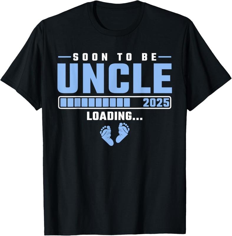 100% Cotton Mens Soon to be Uncle 2025 loading Pregnancy Announcement T-Shirt