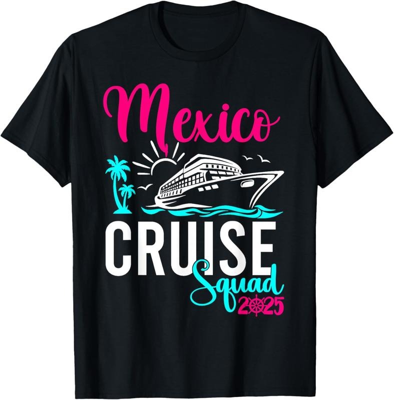 100% Cotton Mexico Cruise 2025 Family Group Friends Vacation Matching T-Shirt