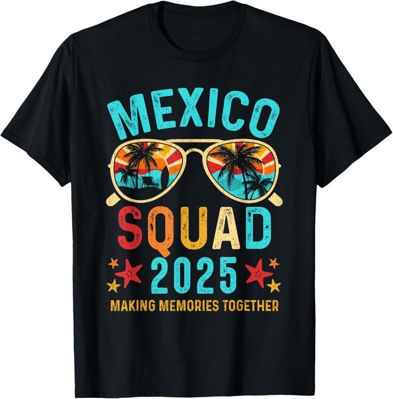 100% Cotton Mexico Vacation Squad 2025 Matching Family Vacation Group T-Shirt