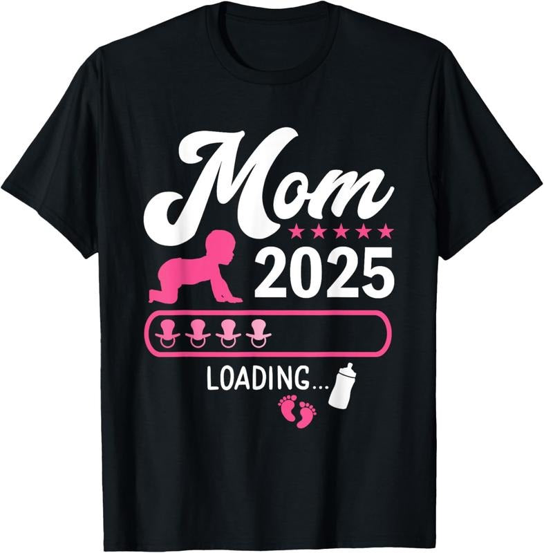 100% Cotton Mom loading bar 2025 for new shower announcement T-Shirt