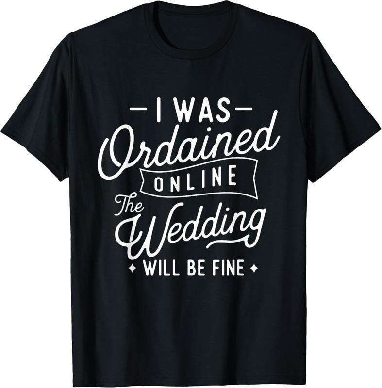 100% Cotton Online Ordained Minister T-Shirt - Classic Fit, Boat Neck, Short Sleeve, Black