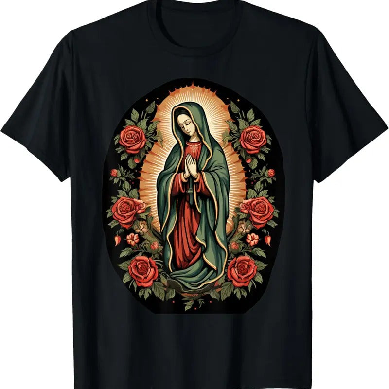 100% Cotton Our Lady of Guadalupe Sant Mary For Christians, Catholics T-Shirt