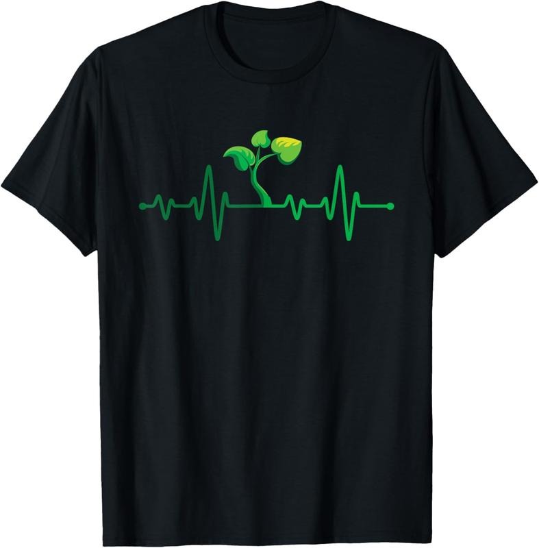 100% Cotton Plant Heartbeat - Botany Botanist Gardening Plant Lover T-Shirt