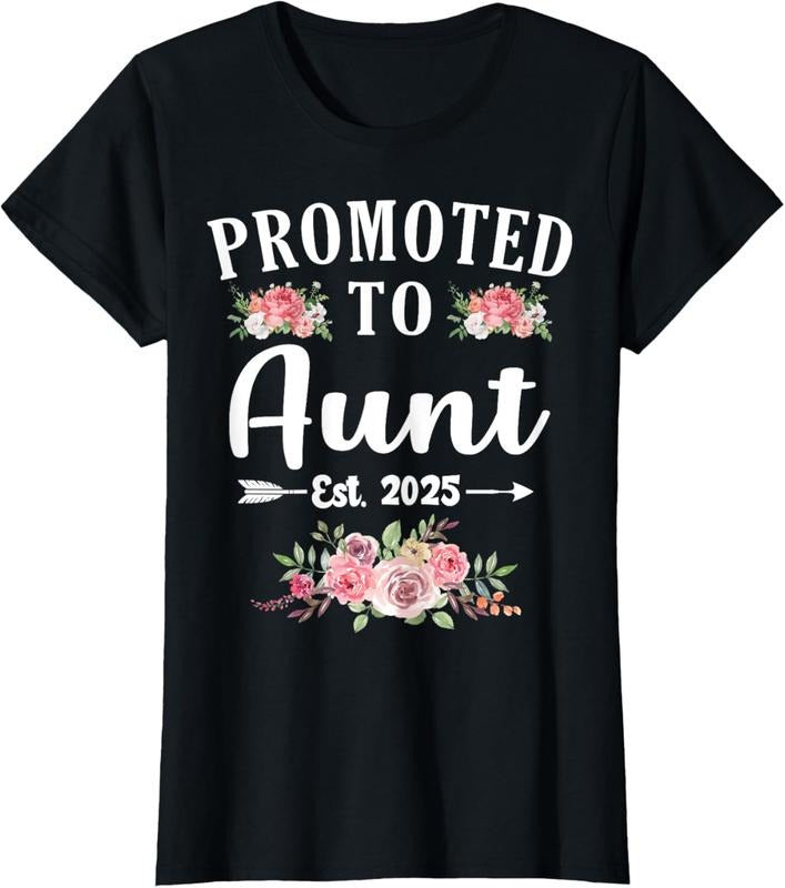 100% Cotton Promoted To Aunt 2025 Pregnancy Announcement Gifts for Aunt T-Shirt