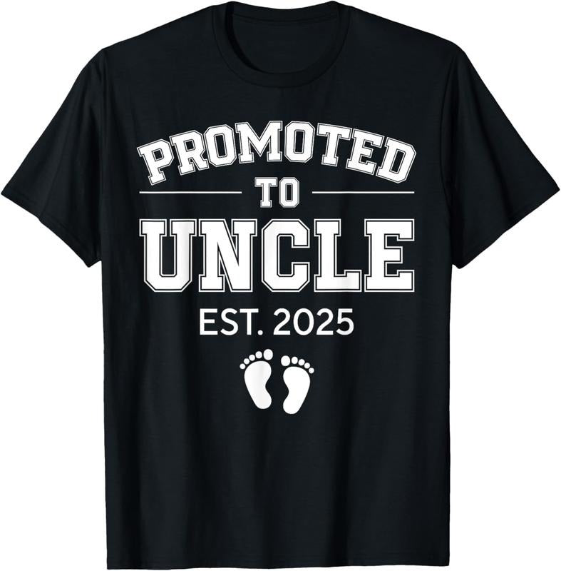 100% Cotton Promoted To Uncle Est 2025 Uncle To Be Gifts 1St Time Uncle T-Shirt